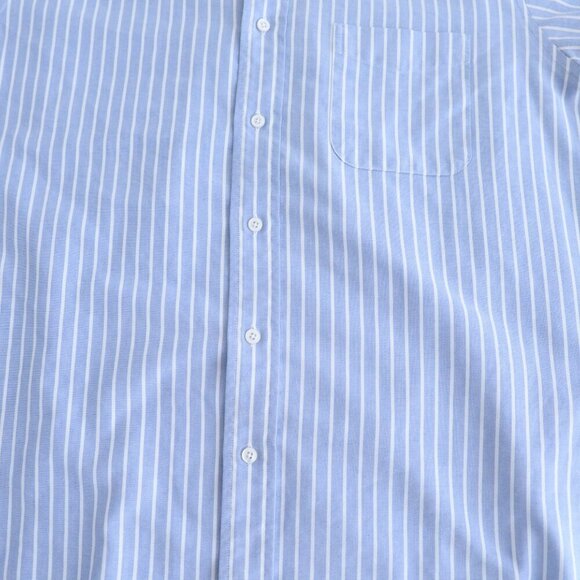 Vintage 90s L.L. Bean Blue & White Stripe Button-Down Chambray Dress Shirt 16-36 - Picture 6 of 10